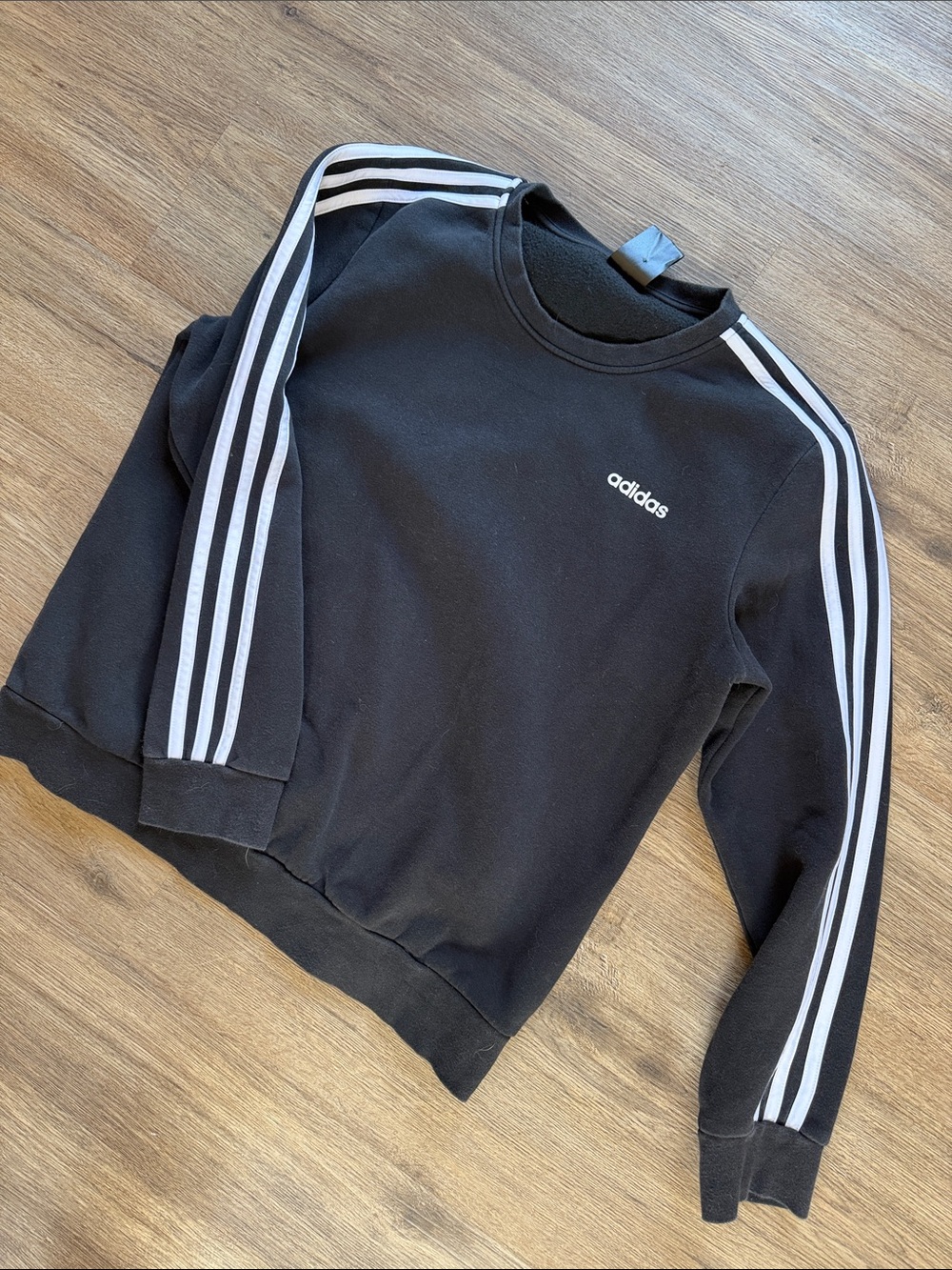 adidas Black Sweatshirt with White Three-Stripes
